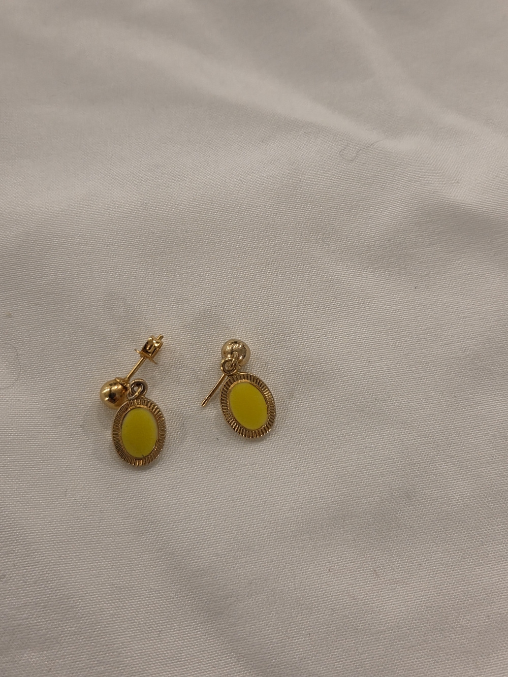 Gold-Tone Yellow Oval Stud Earrings